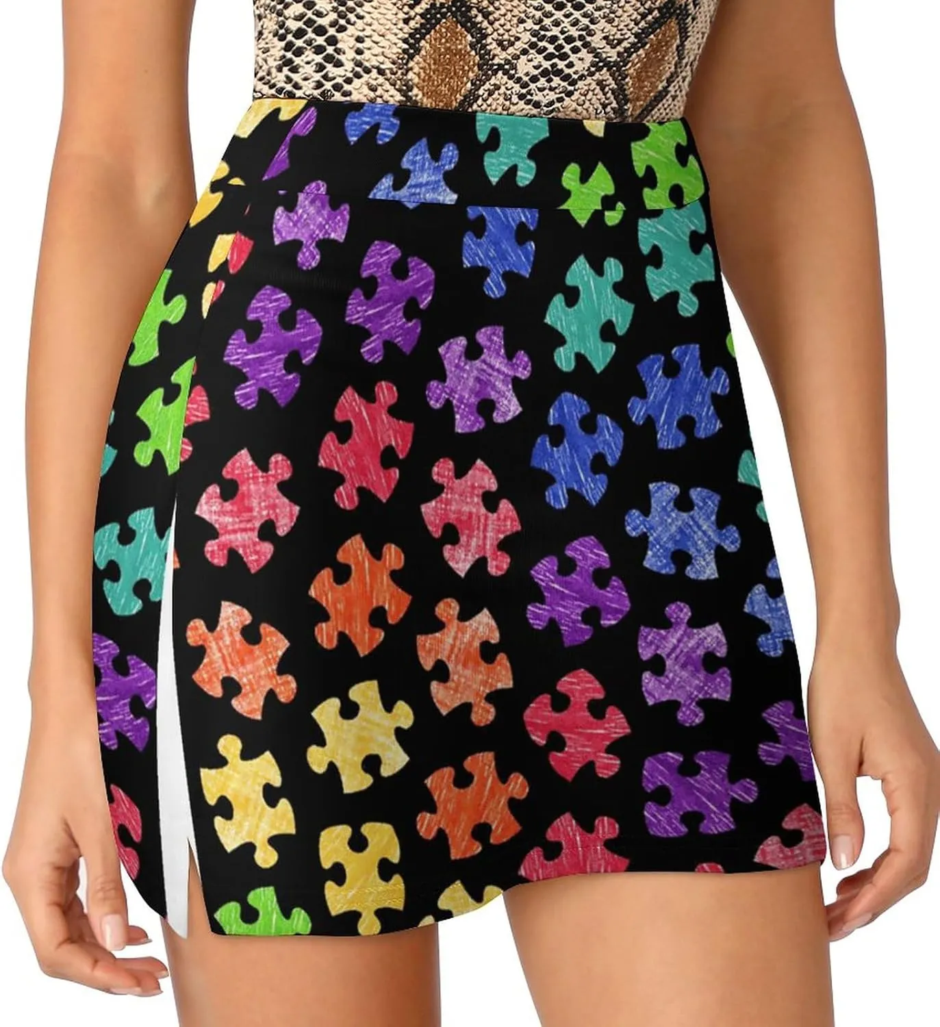 Women's Rainbow Love Heart Tennis Skirts with Pockets Inner Shorts, Athletic Golf Skort for Workout Sports