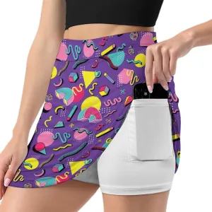 Women's Rainbow Love Heart Tennis Skirts with Pockets Inner Shorts, Athletic Golf Skort for Workout Sports