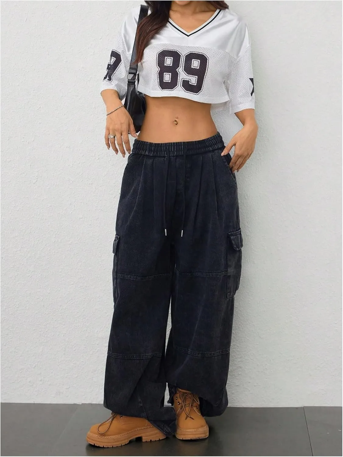 Women's Satin Jersey T Shirts V Neck Short Sleeve Football Graphic Tees Preppy Y2K Crop Tops