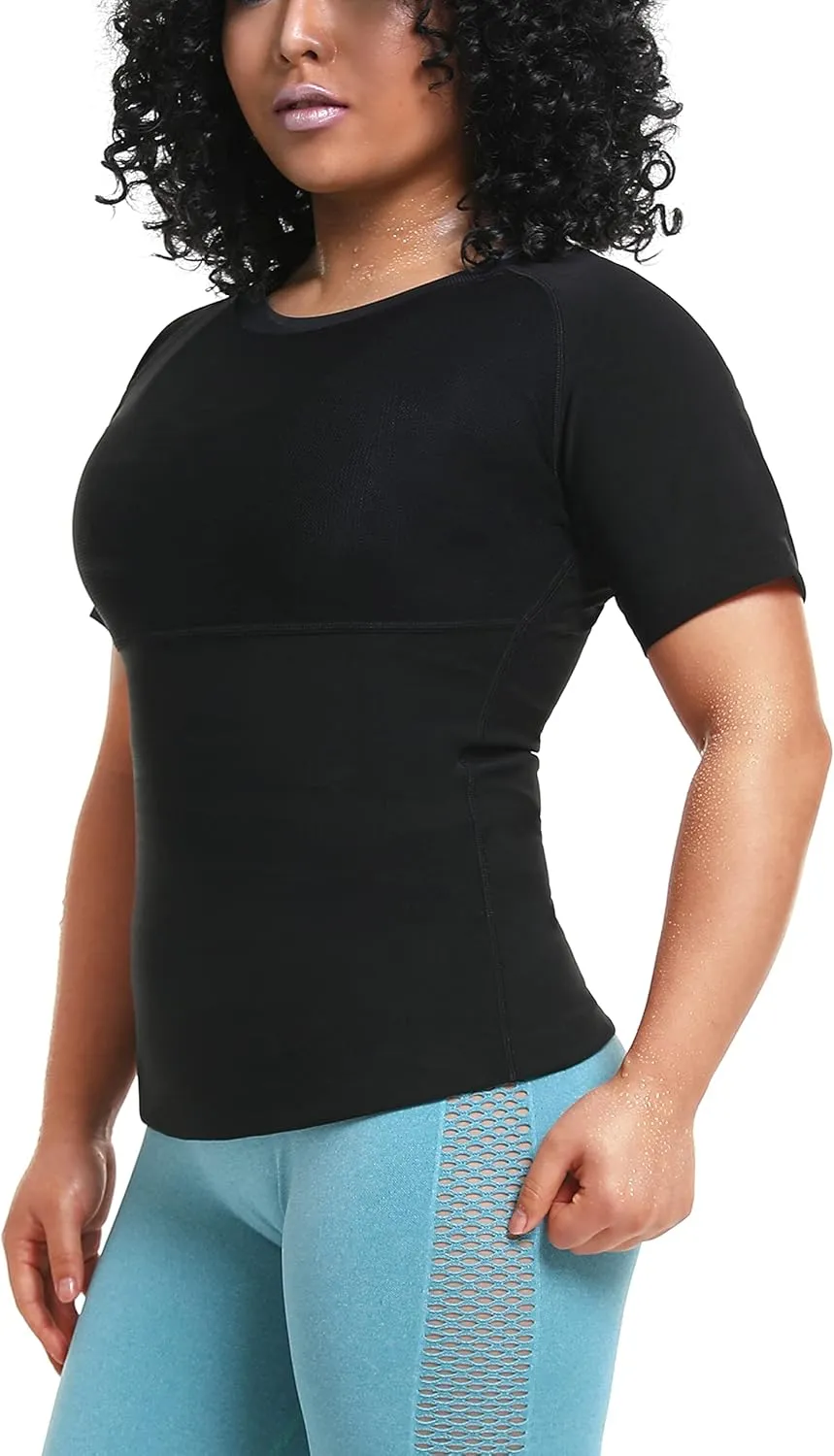 Women's Sauna Sweat Shirt Athletic Tee Compression T-Shirt Heat Trapping Sauna Vest for Women