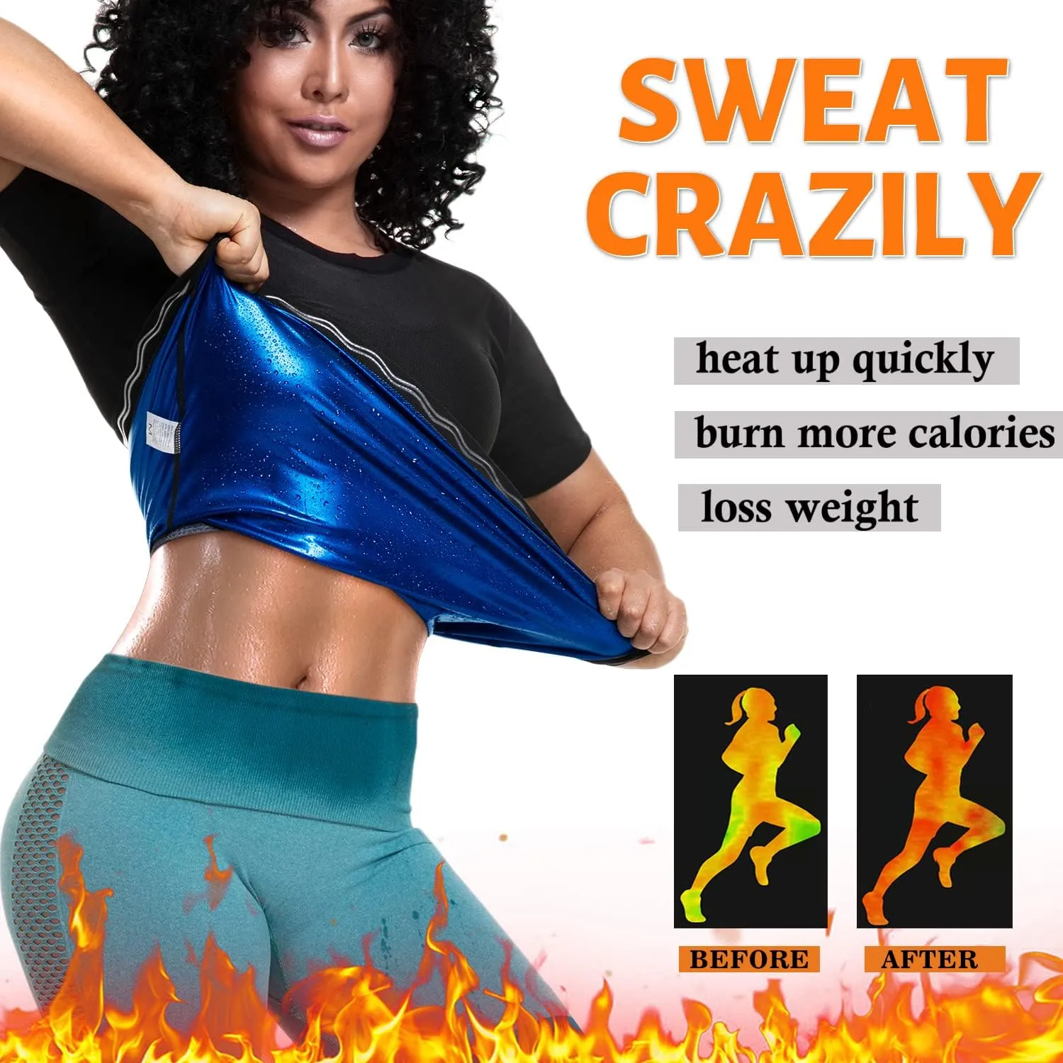 Women's Sauna Sweat Shirt Athletic Tee Compression T-Shirt Heat Trapping Sauna Vest for Women