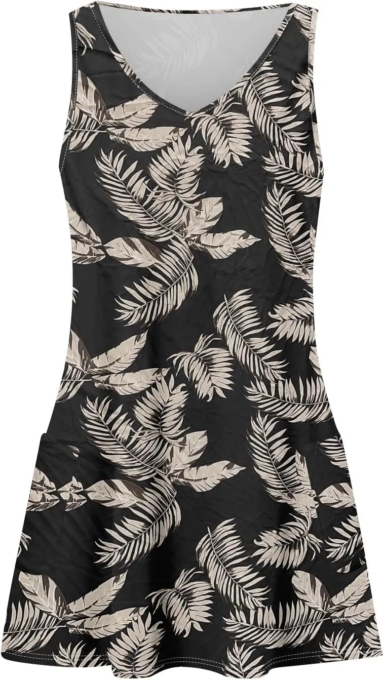 Women's Summer Casual Sundress Cute Tank Dresses Boho Beach Vacation V Neck Loose Dress with Pockets 2025 S-3XL