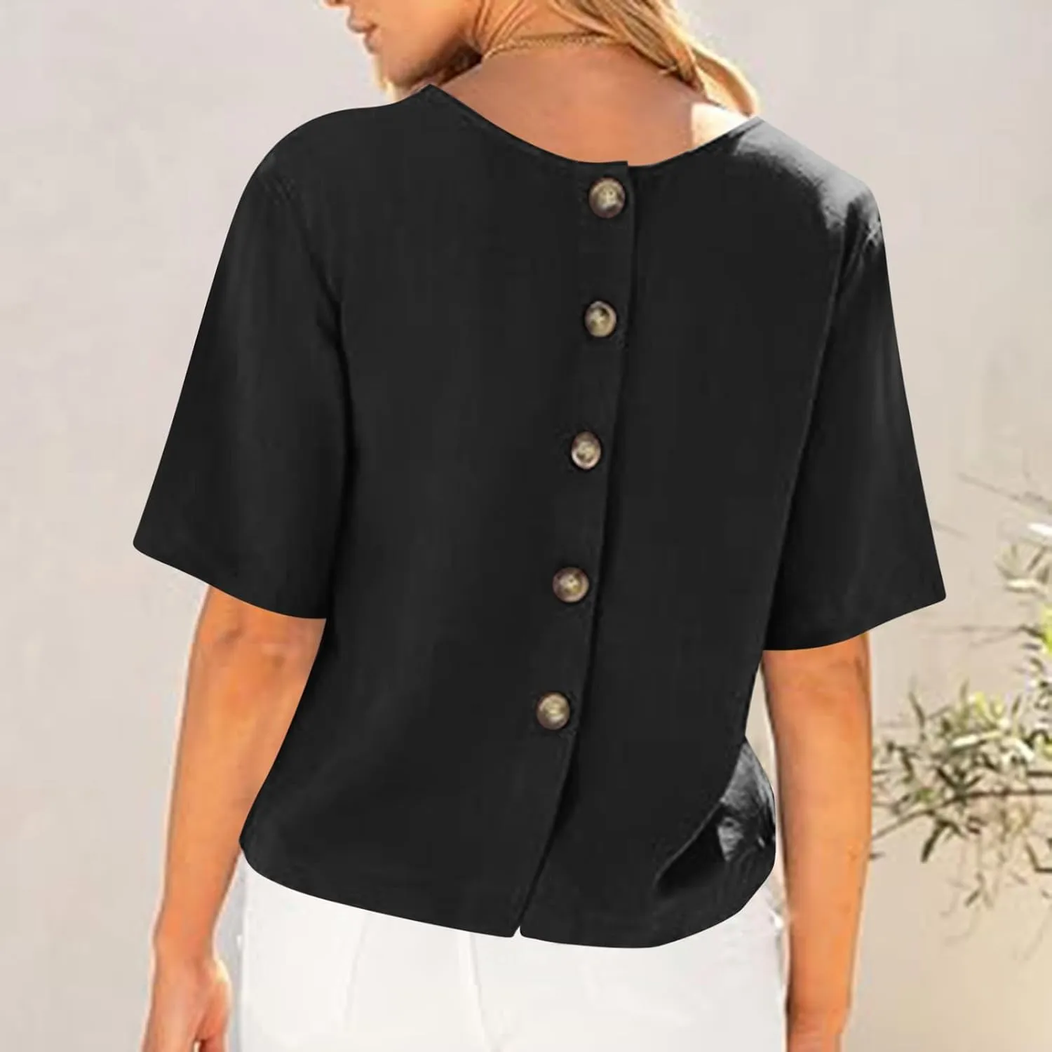 Womens Summer Short Sleeve Crop Tops Dressy Casual Loose Crew Neck T-Shirts Basic Athletic Yoga Running Tees