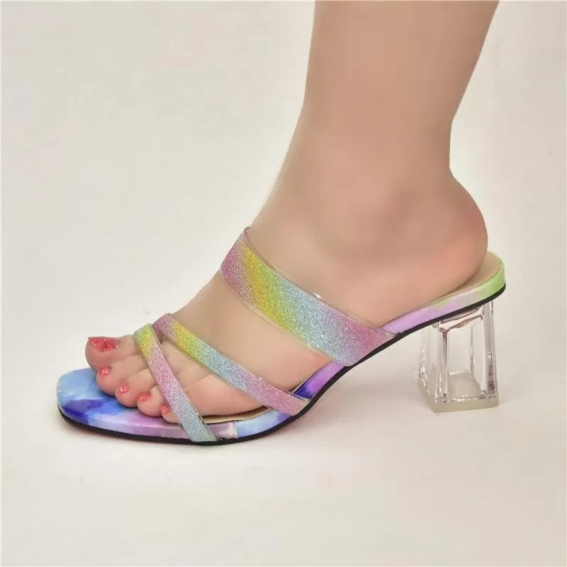 Women's Summer Wear Slippers Thick-heeled Mid-heel Sandals