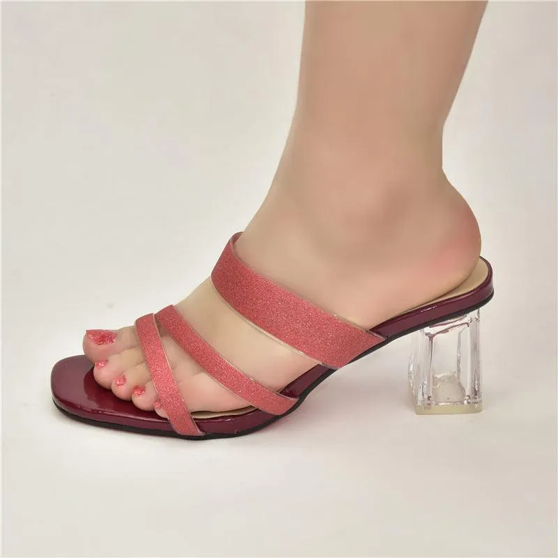 Women's Summer Wear Slippers Thick-heeled Mid-heel Sandals