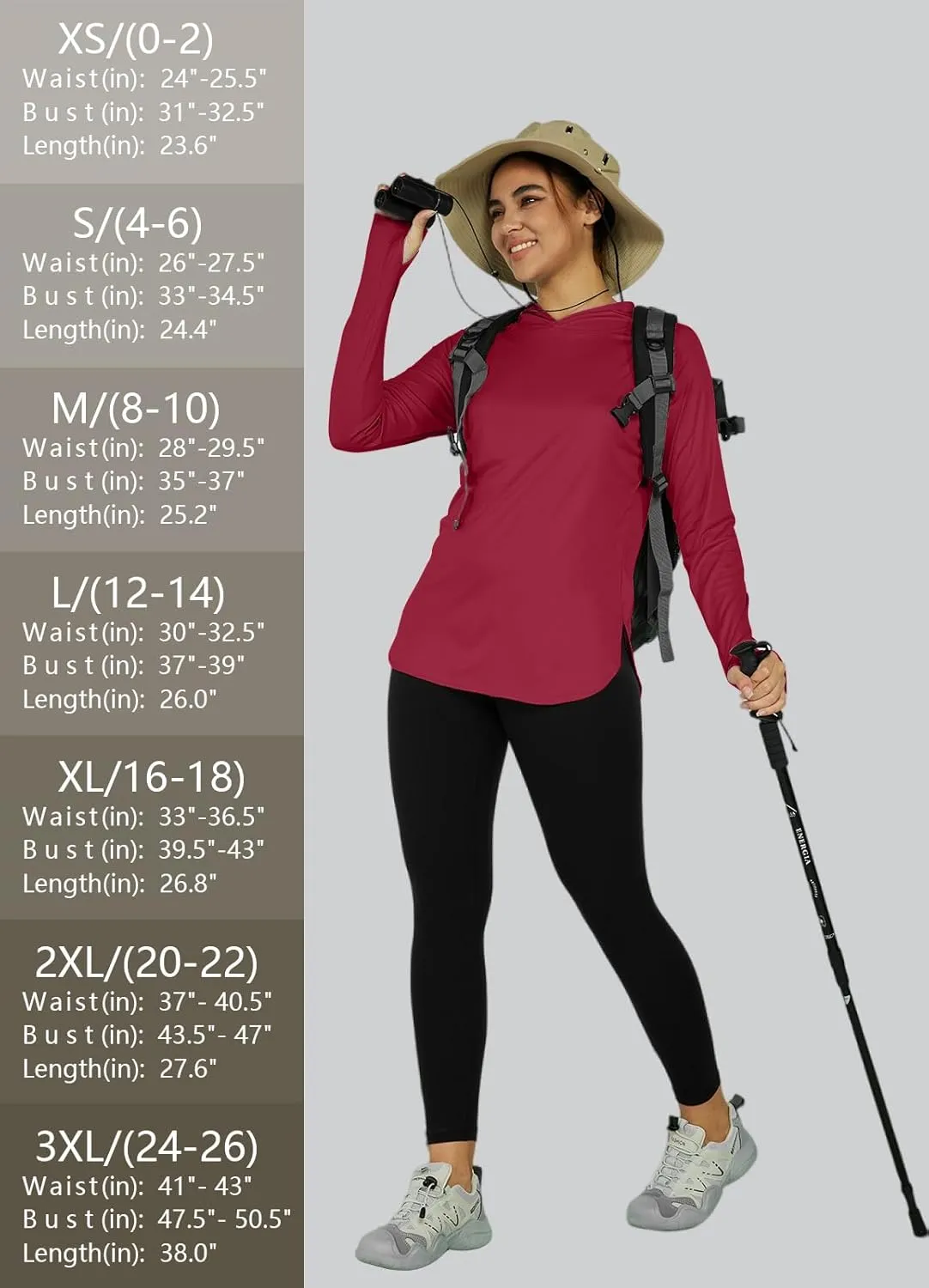 Women's Sun Protection Shirt UPF 50  Long Sleeve Hoodie UV SPF T-Shirts Rash Guard Hiking Quick Dry Lightweight