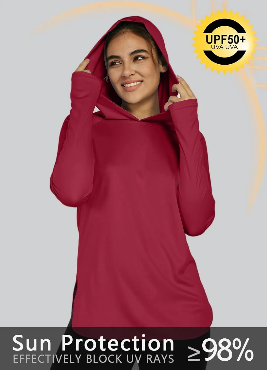 Women's Sun Protection Shirt UPF 50  Long Sleeve Hoodie UV SPF T-Shirts Rash Guard Hiking Quick Dry Lightweight