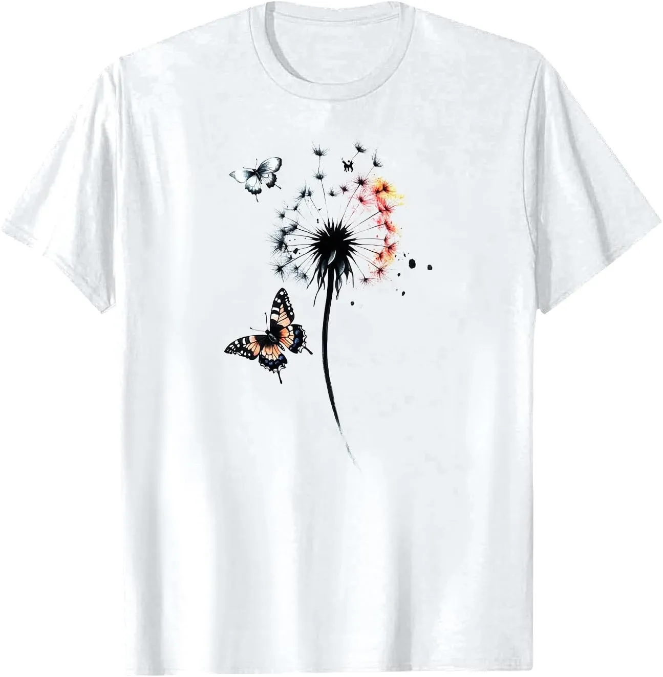 Womens T Shirts Butterfly Flowers Graphic Tees Short Sleeve Summer Cute Vintage Crewneck Loose Boho Vacation Top
