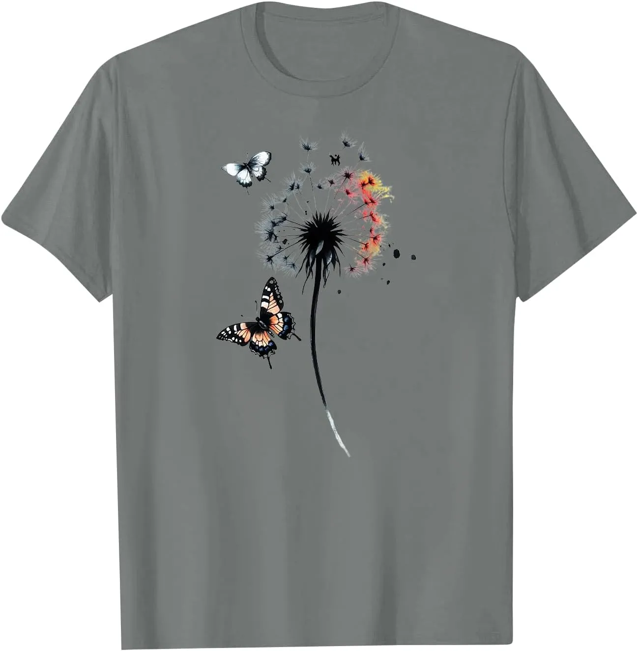 Womens T Shirts Butterfly Flowers Graphic Tees Short Sleeve Summer Cute Vintage Crewneck Loose Boho Vacation Top