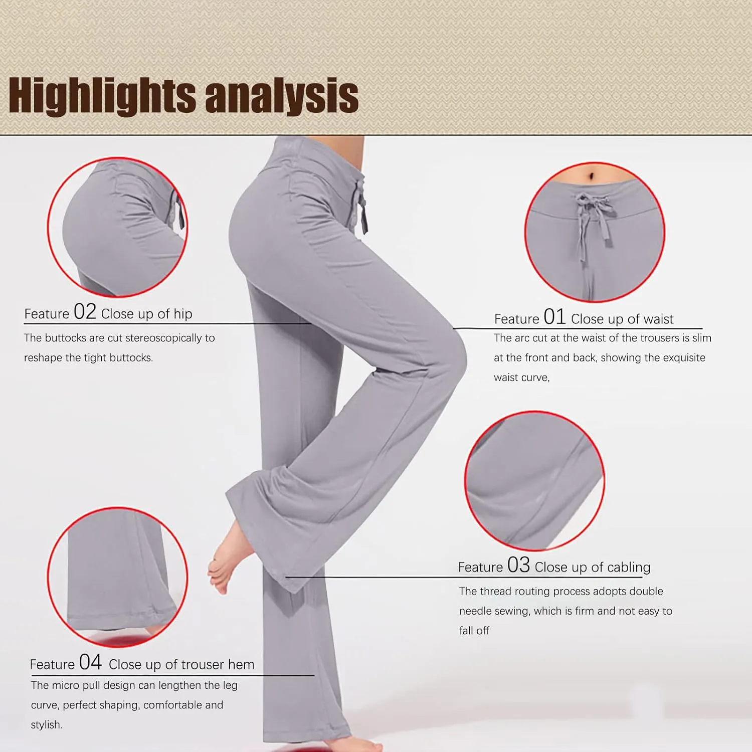 Women's Wide Leg Yoga Pants High Waist Drawstring Tummy Control Trousers Comfy Lounge Flare Pant Workout Leggings