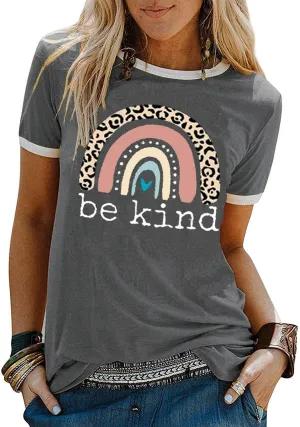 YEXIPO Graphic Tees for Women Short Sleeve Summer Tops Funny Letter Printed Loose Casual T Shirts