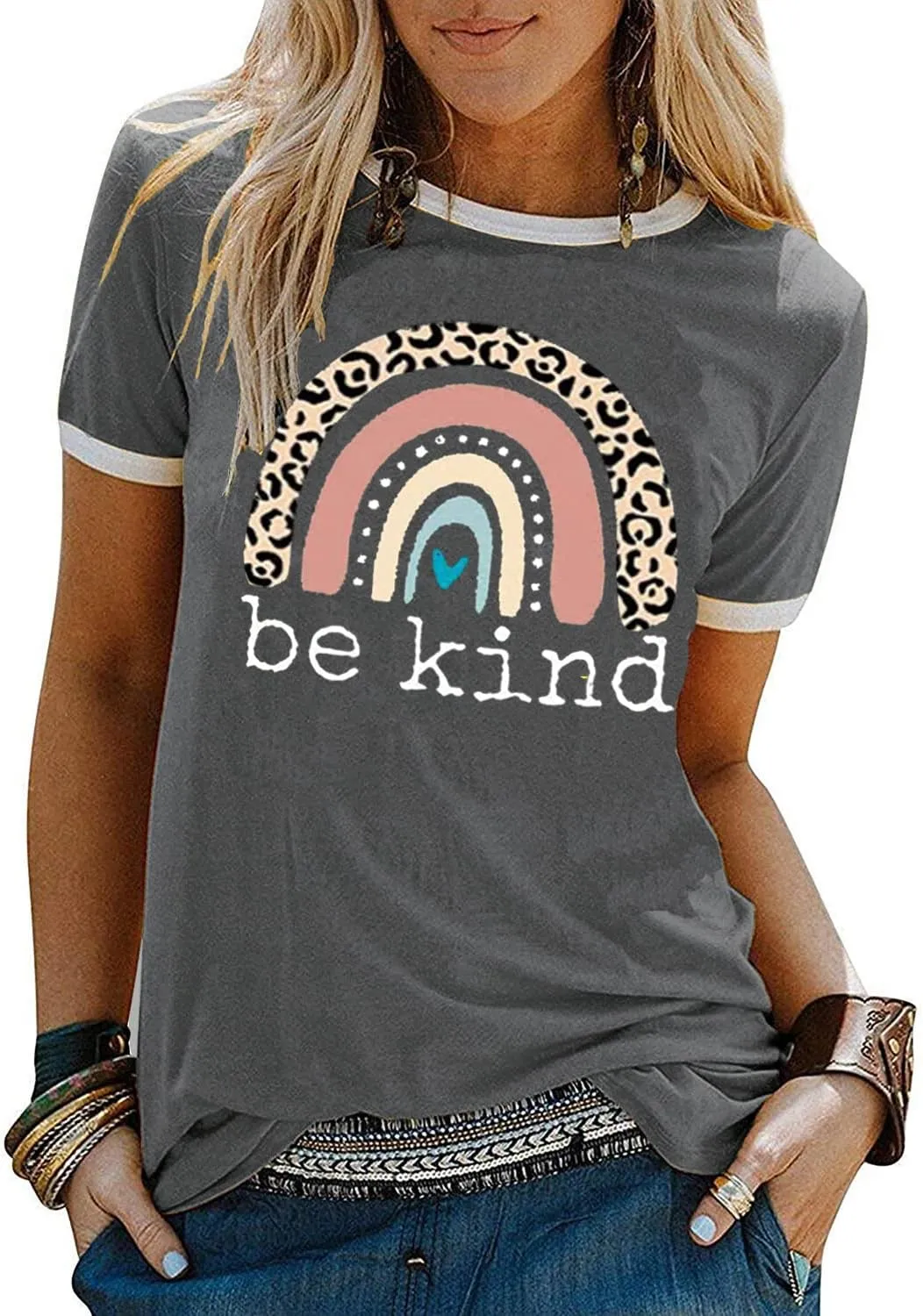 YEXIPO Graphic Tees for Women Short Sleeve Summer Tops Funny Letter Printed Loose Casual T Shirts