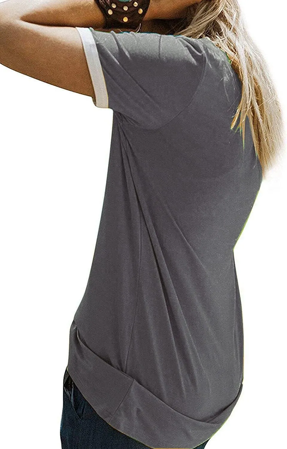 YEXIPO Graphic Tees for Women Short Sleeve Summer Tops Funny Letter Printed Loose Casual T Shirts