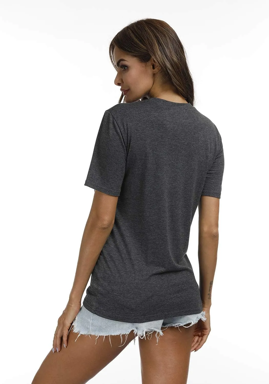 YEXIPO Womens Graphic Tees Short Sleeve Summer Tops Funny Letter Print Crew Neck Casual Loose Cute T Shirts