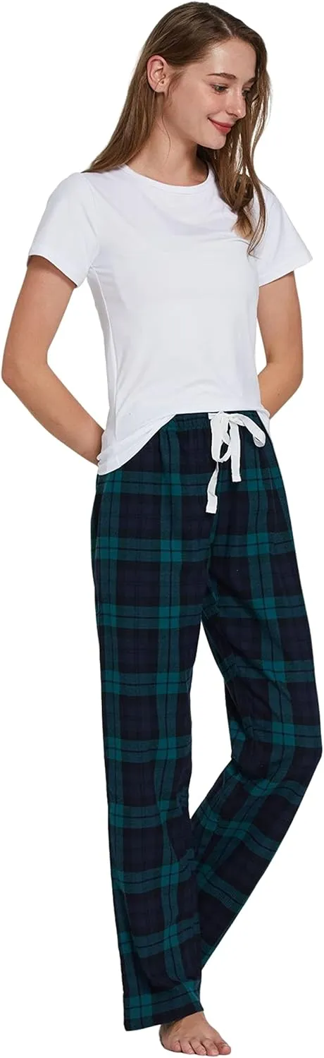 YINCOZI Women's 100% Cotton Super Soft Flannel Plaid Pajama/Lounge Pants