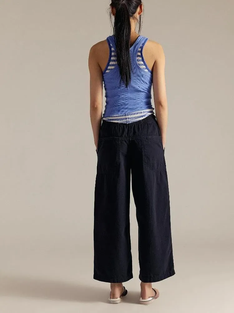 yoeasy Women's Wide Leg Jeans Mid Rise Stretchy Straight Leg Baggy Drawstring Casual Denim Pants