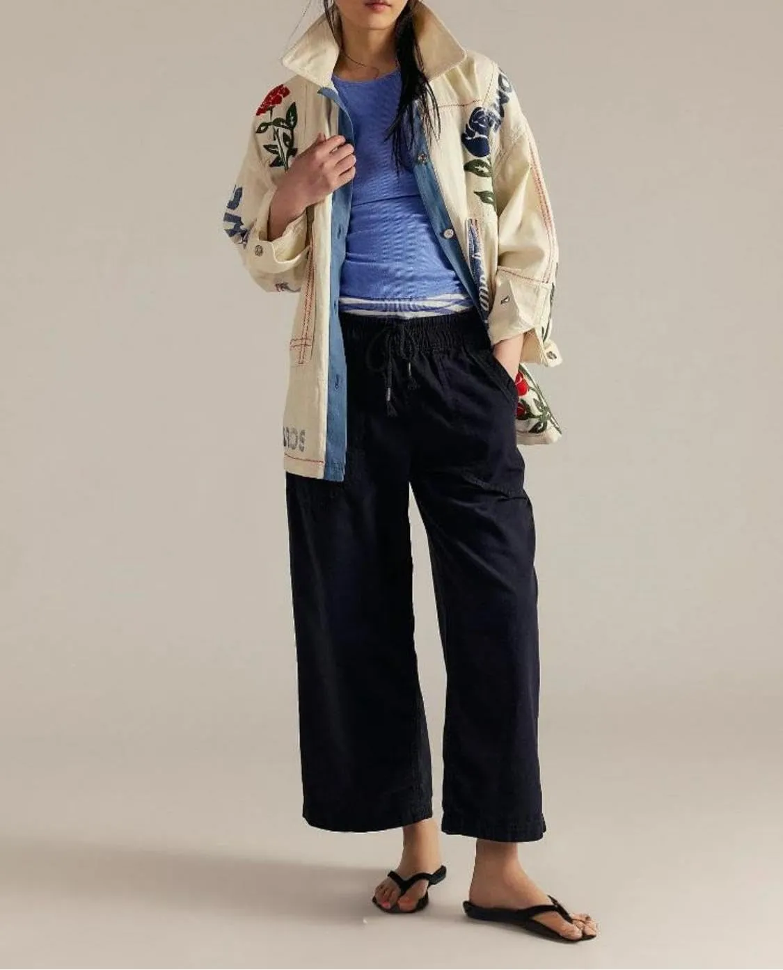 yoeasy Women's Wide Leg Jeans Mid Rise Stretchy Straight Leg Baggy Drawstring Casual Denim Pants