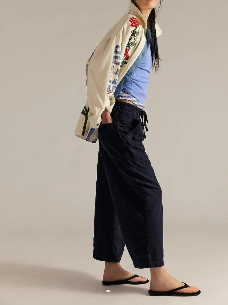 yoeasy Women's Wide Leg Jeans Mid Rise Stretchy Straight Leg Baggy Drawstring Casual Denim Pants