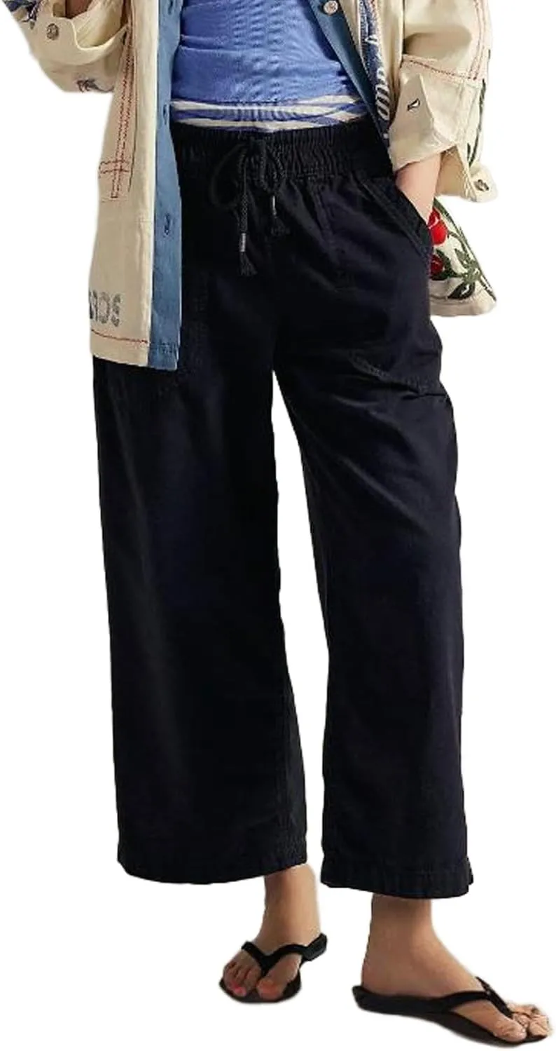 yoeasy Women's Wide Leg Jeans Mid Rise Stretchy Straight Leg Baggy Drawstring Casual Denim Pants
