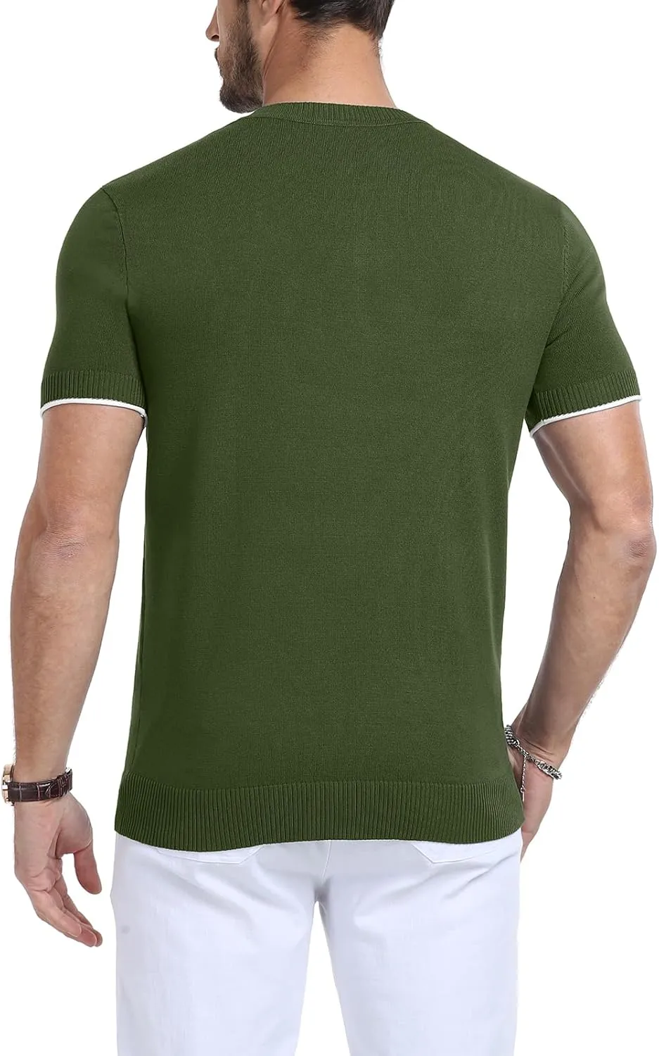 YTD Men's Short Sleeve Henley T-Shirts Casual Knit Shirt Summer Fashion Lightweight Henley Button Tee
